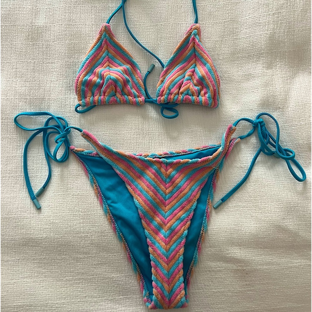 TRIANGL bikini set - striped Terri cloth WORN ONCE